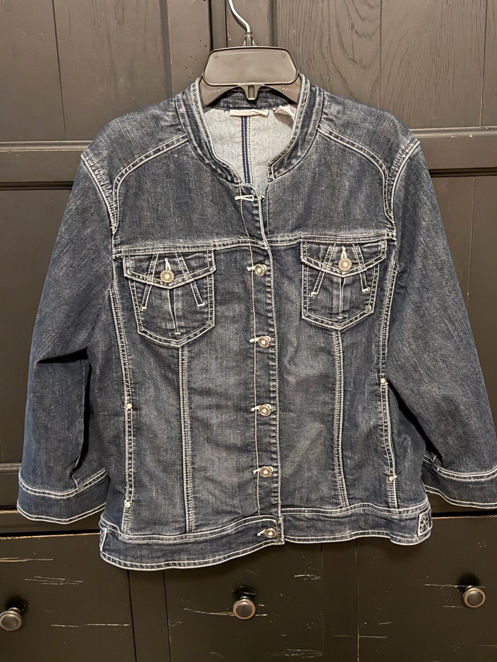 Chico's Dark Blue Washed Denim Jacket